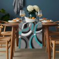 thumbnail image 2 of Turquoise Geometric Table Runner - 70 Inch Long, Kitchen Dining Table Runner Dresser Scarves, Grey Classic Abstract Lines Striped Farmhouse Decor for Coffee Tables Wedding Party Banquet, 2 of 8