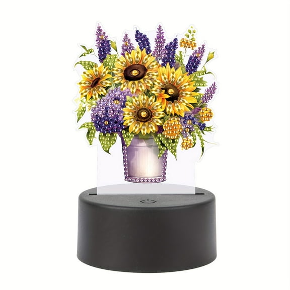 5D DIY Diamond Painting LED Light Kit Sunflower Personalised Decorative Night Light Suitable for Home Decor and Gift Ideas