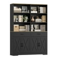 thumbnail image 2 of Homfa 69'' Black Bookshelf with Drawers, 6-Tier 6 Cubes Display Bookshelf for Living Room, 4 Doors Double Row Bookcase with Adjustable Shelves, 2 of 8