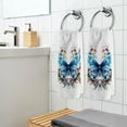 thumbnail image 5 of Ryvnso Floral on A Blue Butterfly Hand Towels Set for Bathroom Cotton Face Towel Decorative 15.5x29.5 inch, 5 of 7