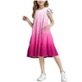 thumbnail image 2 of Vmvidoty Girls Summer Dresses Short Sleeve Ruffled Dress Hot Pink 11 Years, 2 of 8