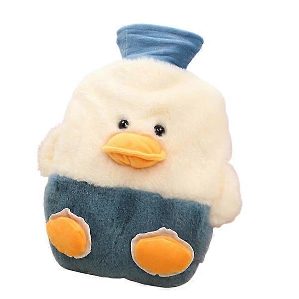 Hot Water Bottle with Cute Fleece Cover, for Neck, Shoulders, Dysmenorrhea Pain Relief (blue 750ml)