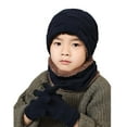 thumbnail image 4 of SUXIAN 3 Pcs Set Boys Hat Lined Hat Scarves Gloves for Toddler Boy Girls Children Winter Warm Knit Cap Kids for Outdoor Activities Baby Boy Hats Navy 2-8 Years, 4 of 5
