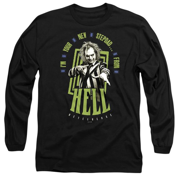 Beetlejuice Beetlejuice Stepdad From Hell Unisex Adult Long-Sleeve T Shirt, Black, X-Large