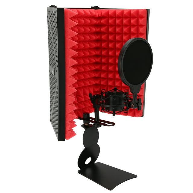 Cergrey Couverture Insonorisée de Réduction du Bruit,Écran d'Isolation de Microphone Anti-Bruit Pliable Couverture Insonorisée de Trois Portes pour l'Enregistrement d'Ancrage,Écran d'Isolation de Microphone