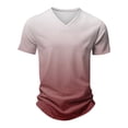 thumbnail image 6 of WTOBBY Men's Stylish V Neck Short Sleeve T-Shirt with Gradient Print Soft, Lightweight, and Breathable, Perfect for Casual Outings, Summer Wear, and Everyday Style,Red 2XL, 6 of 6