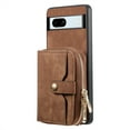 thumbnail image 6 of SaniMore for Google Pixel 7A (6.1" 2023) Case,Wear-resistant PU Leather Skin + Zipper Purse Card Slots Removeable Crossbody Lanyard Stand Shell Shockproof Anti-scratch Drop-resistant, Brown, 6 of 12