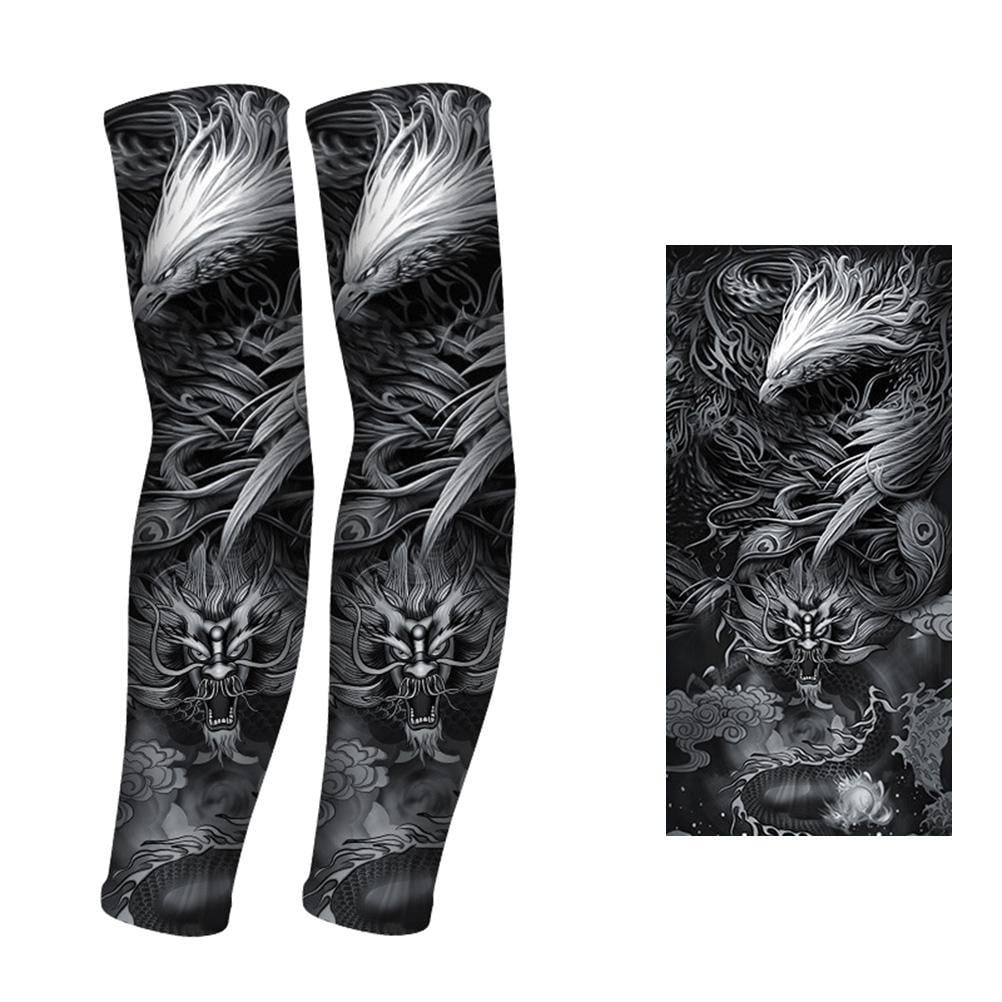 1Pair Tattoo Printed Arm Sleeves Outdoor Cycling Sleeves Sun Protection Cooling 