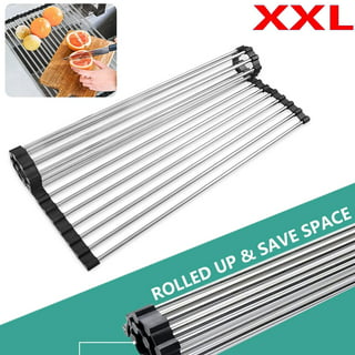 Over The Sink Roll-up Dish Drying Rack Sheet Pan Bottle Food