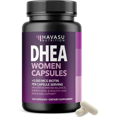 Havasu Nutrition DHEA Women Capsules with 5000mcg Biotin for Hormone Balance, 120 Count