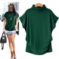 thumbnail image 5 of WCJM Women's Short Sleeve Loose Casual T-Shirt Tee Tops Twist Knotted Women's Short Sleeve T-Shirt Women's Summer Solid Color High Neck Loose Casual Short Sleeved T Shirt Top, 5 of 5