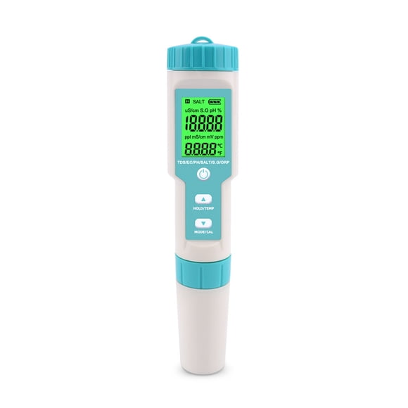 Yeacher 7 in 1 PH//EC/ORP/S.G/Salinity/Temperature Multi-Parameter Pocket Water Quality Tester with Electrode Replaceable C-600 PH Meter for Pools Drinking Water Aquariums with Backlight