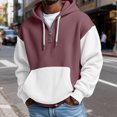 thumbnail image 3 of Y2K Style Men's Quarter-Zip Hooded Waffle Knit Sweatshirt, Thickened Fleece Texture Pullover, Fall Spring Retro Fashion,Light Brown,2XL, 3 of 5
