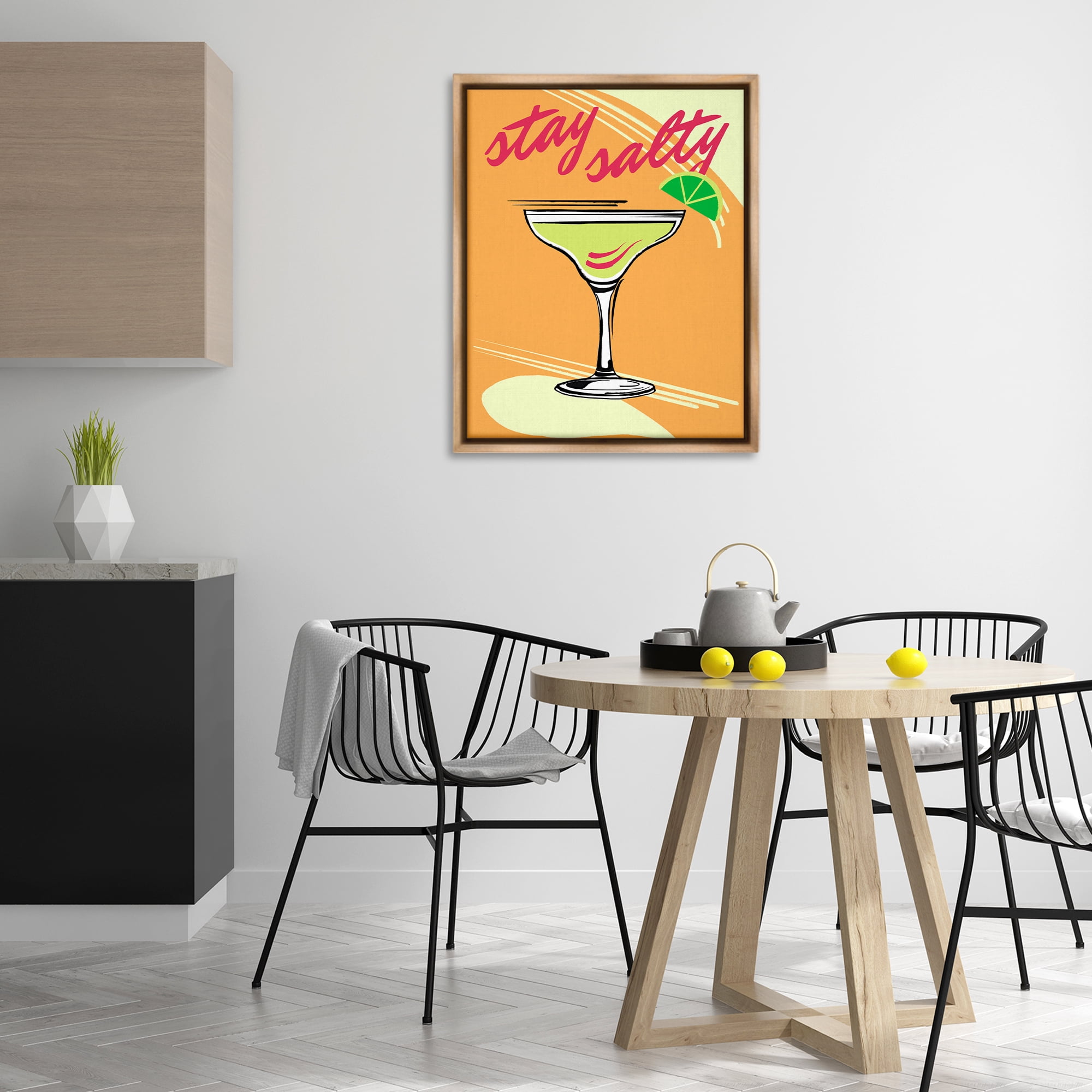 Stupell Industries Stay Salty Margarita Food & Beverage Painting Brown Floater Framed Canvas Art Print Wall Art, 25 x 31