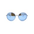 thumbnail image 1 of Womens Round Polarized Double Rim Circle Lens Sunglasses Silver Clear Blue Mirror, 1 of 4