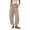 Khaki, variant on Womens Barrel Cropped Cargo Pants Double Knee Stitch Detail Side Slip Pockets Full Drawstring Elastic High Waist Lightweight Loose Ankle Length Utility Casual Trousers