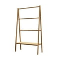 thumbnail image 5 of MIDODO 52 Inch Solid Bamboo Freestanding Towel Rack, Bathroom Folding Towel Drying Stand with Bottom Storage Shelf, 5 of 8