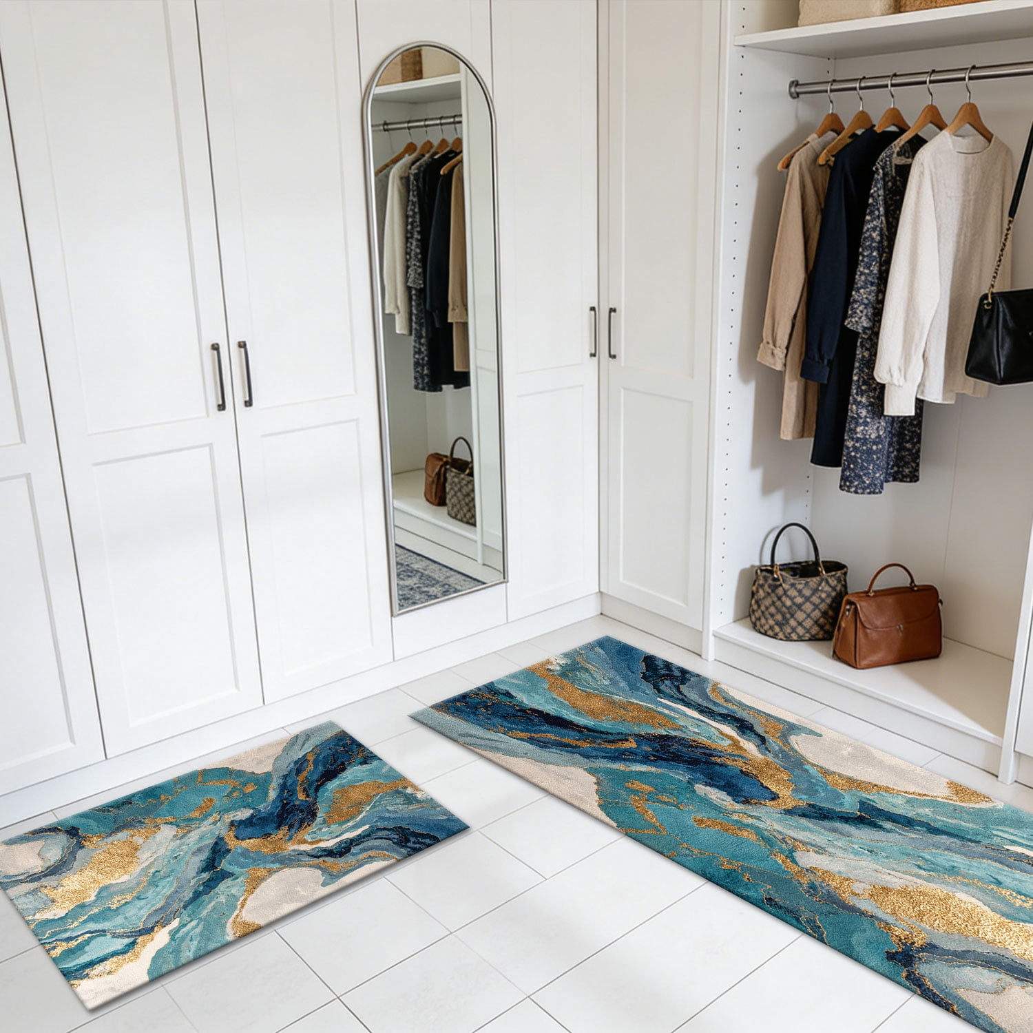 3 Piece Kitchen Rug Set, Abstract Pattern Kitchen Hallway Rug, Soft And Comfortable, Suitable For Sinks, Floors, Entrances, Hallways And Bathrooms