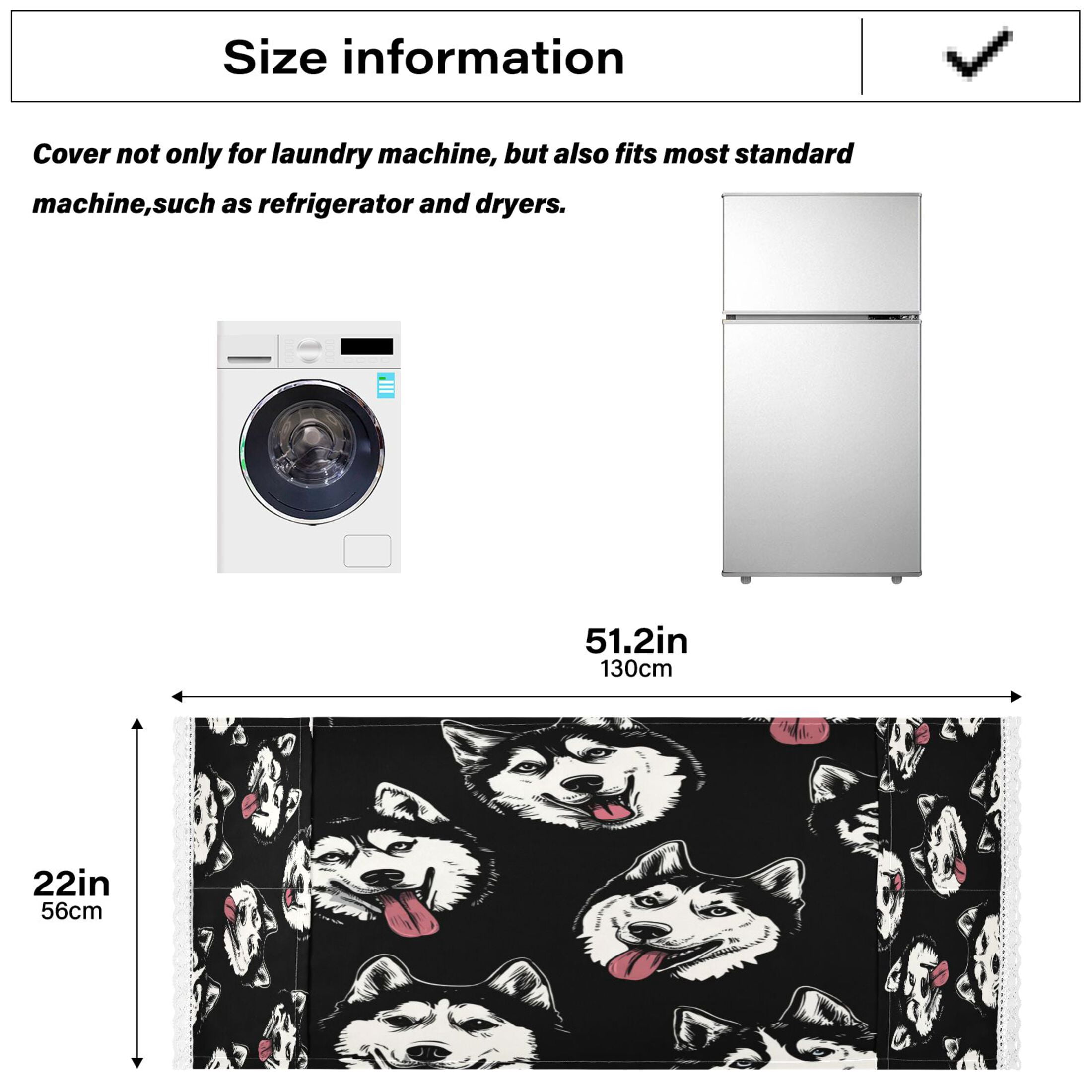 Wobogo Husky Washing Machine Cover Dustproof Washer Dryer Cover Waterproof Laundry Room Decorative Protector