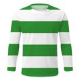 thumbnail image 4 of Wyobmus Mens Striped Tshirt Casual Printing Round Neck Pullover T-Shirt Loose Fit Long Sleeve Tops A-Green, 4 of 5