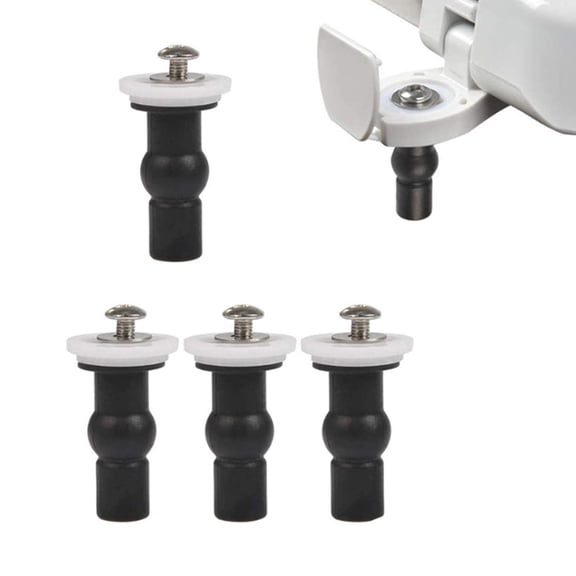 4 Pack Universal Toilet Seat Bolts and Hinge Screws, Top Mounting Fixings Kit with Expanding Rubber Top Nuts, Replacement Screws for 14-16mm Hole Toilet Seat Repair