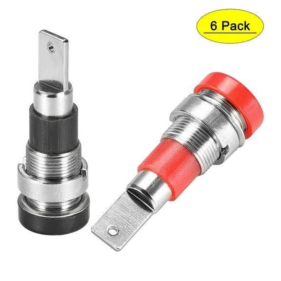 Uxcell 4mm Banana Binding Post Female Socket Plug Terminal Connector Red Black 6 pack