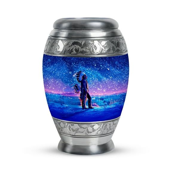MUKTIVE Brave American Unique Urns for Ashes Adult Man, Burial Blue Mini Urns for Human Ashes Adult Female, Memorial human Ash Holder, Keepsake Funeral Urn for Mom, 3 Inch