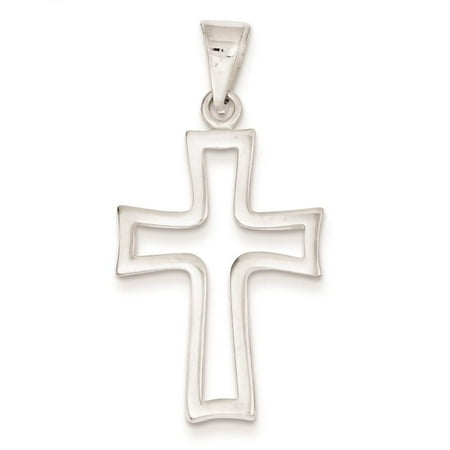 925 Sterling Silver Cross Polished & Solid Cut-out Charm Pendant