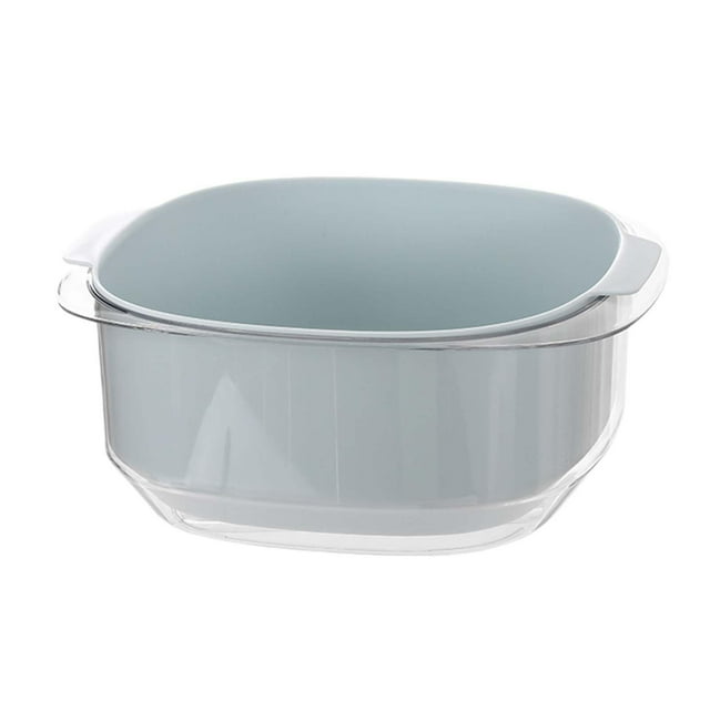 Colador de doble capa, cesta para lavar, cuenco y colador, cesta multifuncional para lavar frutas y verduras, para ensalada y fideos Azul