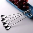 thumbnail image 4 of Kiibsot 6 Pack 7.4" Elegant Leaf Long Handle Teaspoons - Stainless Steel Stir Spoons for Coffee & Tea, Perfect for Mixing & Stirring, 4 of 8