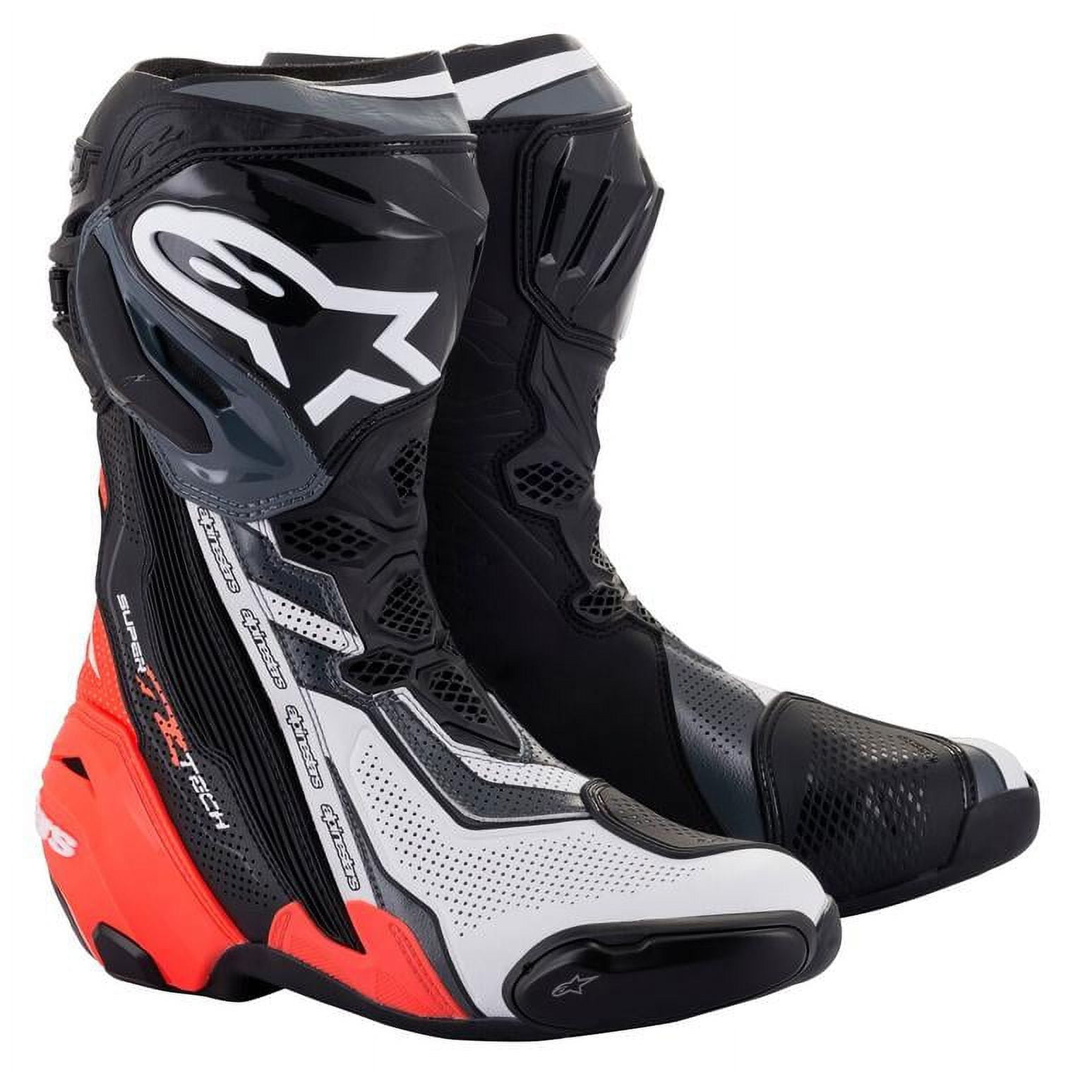 Alpinestars Supertech R Vented Boots - Black/Red Fluo/White/Gray Alpinestars Supertech R Vented Boots - Black/Red Fluo/White/Gray