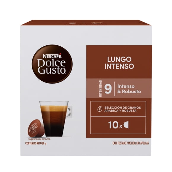 Polvo en Cápsulas Nescafé Dolce Gusto Sabor Lungo Intenso Caja con 10 Cápsulas de 9 g c/u