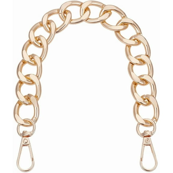 3Pcs Purse Strap Extender 11.8 Inch Gold Bag Extender Chain Flat Curb Metal Shoulder Crossbody Strap Replacement Handle with Swivel ClaspsDIY