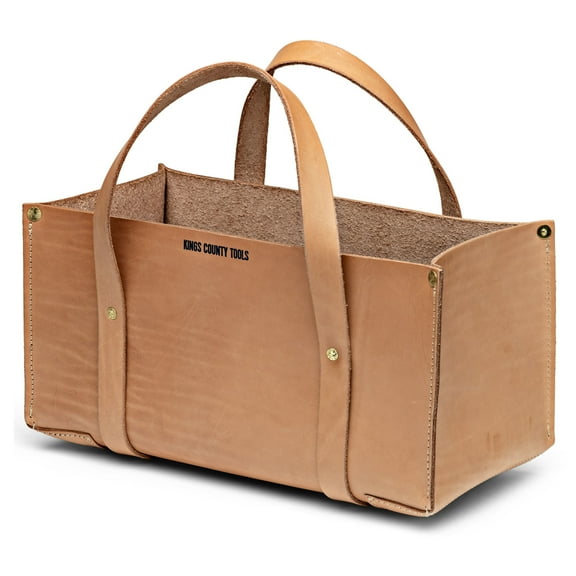 Kings County Tools Leather Tote Tool Bag - 15x7x7 Inch Large Utility Tote