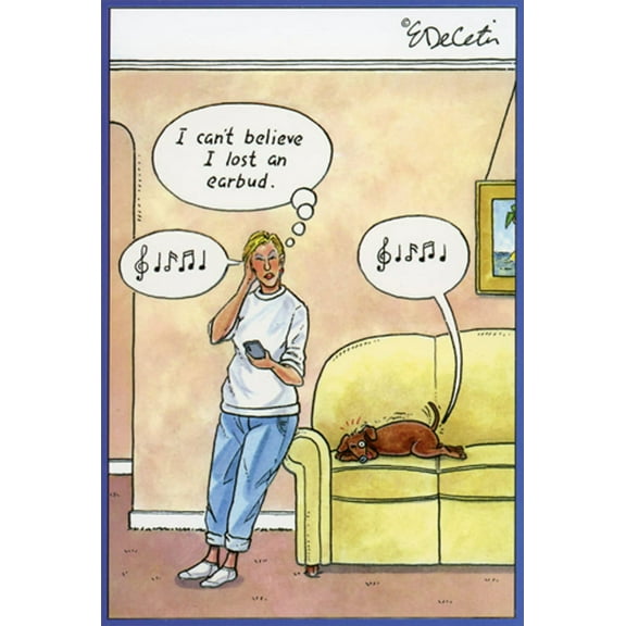 Pictura Lost Earbud : Dog on Couch Funny Eric Decetis Birthday Card