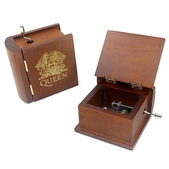ROSIKING Wooden Book Music Box Hand Crank Classic Antique Carved Wood Musical Boxes Best Gift for Birthday for Kids Children Christmas (Tune;Bohemian Rhapsody)