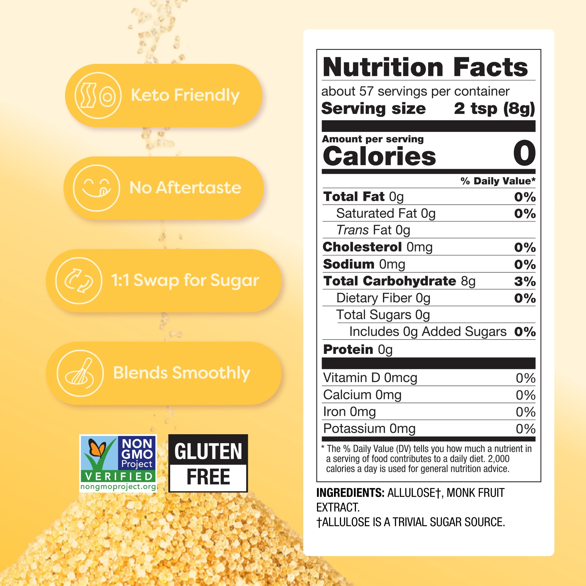 BetterBody Foods Golden Monk Fruit Sweetener Blend, Sugar Substitute, 1 lb