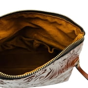 Patricia Nash Women's Tooled Leather Valerie Fold Over Wristlet Brown Gift Box