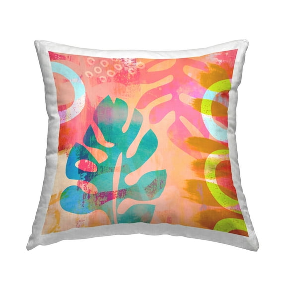 Stupell Industries Tropical Leaf Shapes Decorative Printed Throw Pillow, 18 x 18