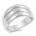 thumbnail image 1 of Wide Curved Grooved High Polish Wedding Ring 925 Sterling Silver Band Jewelry Female Male Size 10, 1 of 4