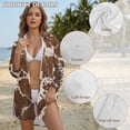 thumbnail image 4 of Renewold Beach Cover Ups for Women Long Sleeve Button Up Shirt Skin-friendly Lightweight Cover Up Shirts for Swimwear Women Beach Dress Shirt Vacation Clothes, Brown Cow Print, 3XL, 4 of 7