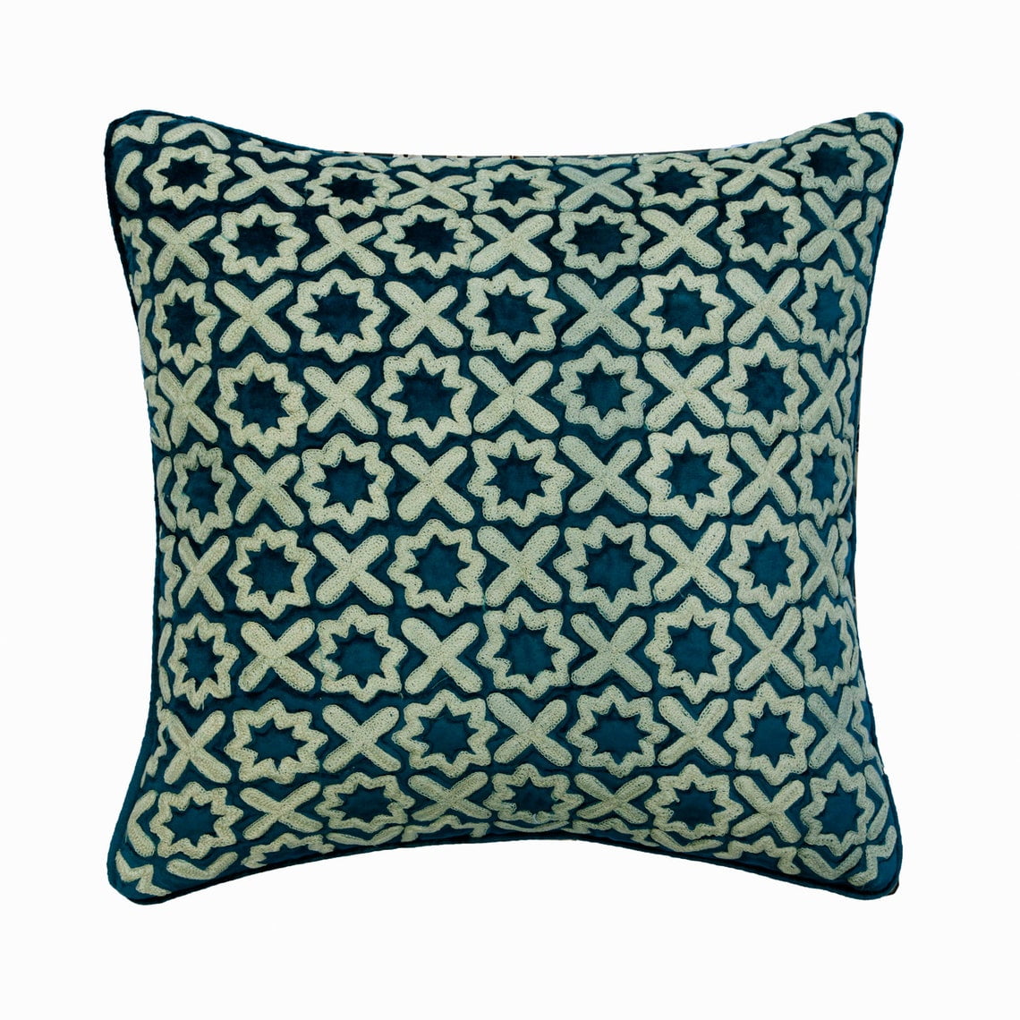 Chair Cushion Cover, Pillow Covers, Decorative Pillow Covers 18x18 inch  (45x45 cm) Blue, Cotton Throw Pillow Covers, Handmade Pillow Covers,  Traditional, Animal Print - Blue Elephant 