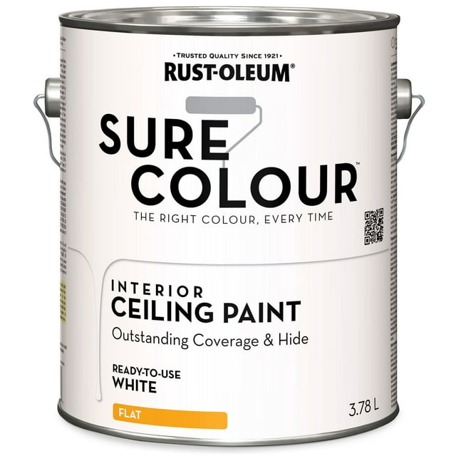 Rust-Oleum Sure Colour™ Paint + Primer, Ceiling Flat, White 3.78 L