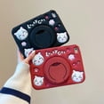 thumbnail image 3 of ELEHOLD for iPad mini 7 (A17 Pro)2024/6th Case,Cute Cartoon Soft Silicone Rotating Handle Stand Shock-Absorbent iPad Case with Pencil Holder and Shoulder Strap,Red Cat, 3 of 7