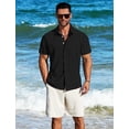 thumbnail image 3 of Camisa MAPICK casual de lino de manga corta con botones para hombre, 3 of 6
