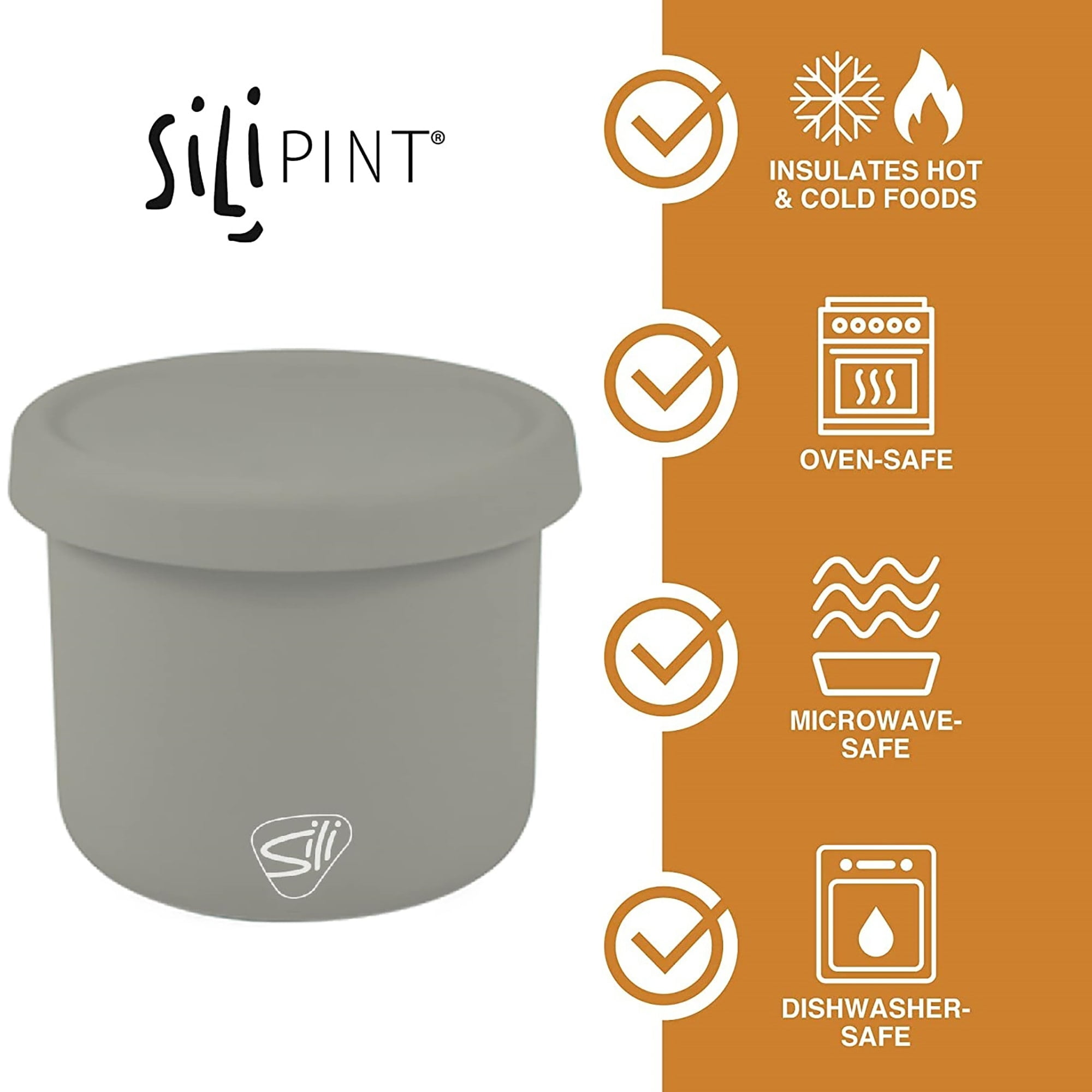 Silipint: Silicone 10oz Lidded Bowls: 2 Pack Moonstone - Unbreakable, Flexible, Microwave-Oven-Dishwasher, Non-Slip