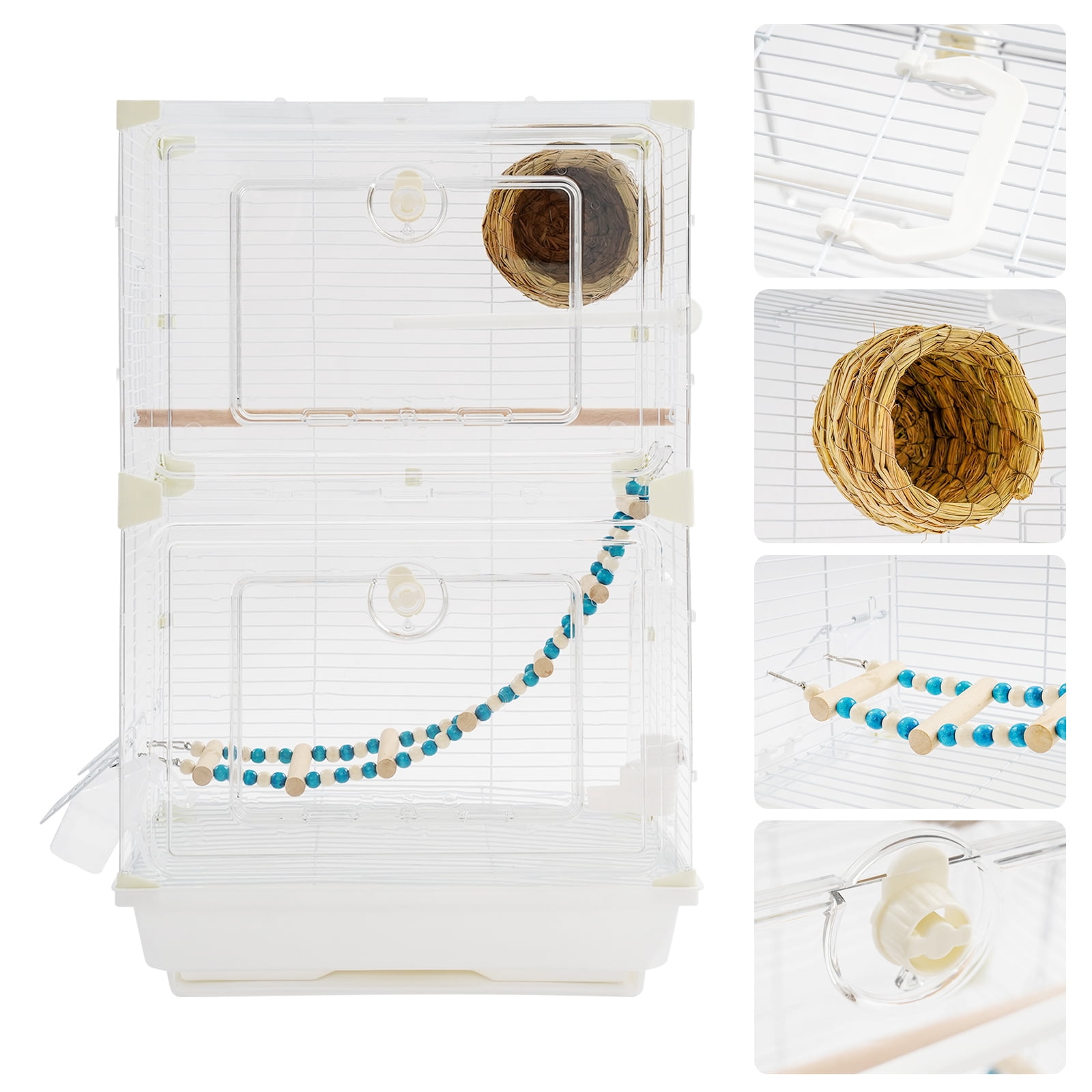 Bird Cage for Small Medium Birds, Standing Flight Bird House with Nest Feeders, Birdcage with Removable Tray (15.74*11.02*24.8in)