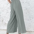 thumbnail image 2 of Women High Waist Wide Leg Pants Ruffled Casual Cropped Trousers with Pocket, 2 of 4