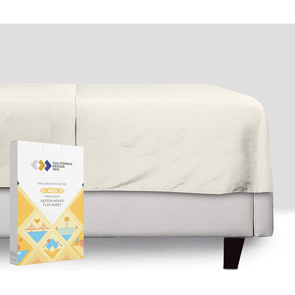 California Design Den Twin Size Flat Sheet Only Ivory Color 400