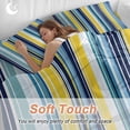thumbnail image 5 of Blue Stripe Duvet Cover Set, Yellow Colorful Striped Modern Abstract Soft Duvet Cover Full Size Bedding Set 4 Pieces, 1 Quiltcover and 2 Pillowcases with Zipper, 1 Bed Sheet for All Seasons, 5 of 9